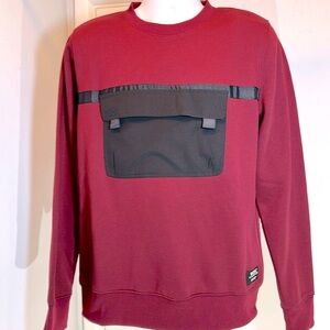 WeSC Miles Streetwear Utility Crimson Maroon Sweatshirt M NWT